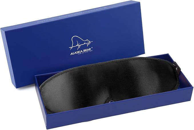 ALASKA BEAR Luxurious Silk Eye Mask with Deep Contour Molded Cups for Beauty Sleep & Lashes Extensions, 3D Zero Pressure Sleeping Eye Cover with Easy-to-Adjust Strap