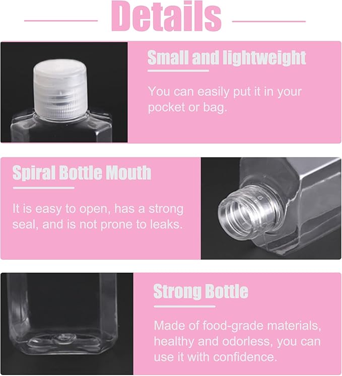 40 Pack 2 Oz Plastic Refillable Bottles with Flip Cap, Travel Size Bottles, Reusable Containers for Business Trip, Outdoor Camping