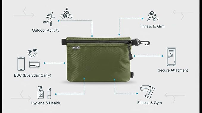 GOX Small Toiletry Bag for Men Bulk Cosmetic Bag Dopp Kit Carry On Zipper Pouch Organization Nylon Small Packing Sack Waterproof (Dark Green)