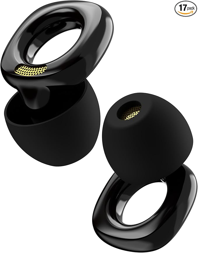 Audree Style Ear Plugs for Noise Reduction, Reusable High Fidelity Earplugs for Concerts, Musicians, Motorcycles, Study, Parent, Party, Flights & Noise Sensitivity, 18-29dB Noise Cancelling, Black