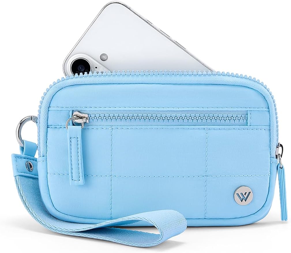 WESTBRONCO Wristlet Wallets for Women – RFID Blocking Quilted Nylon Phone Wallet, Card Holder Purse for Travel & Everyday Use