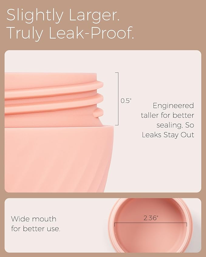 TakeToday Travel Containers for Toiletries, Leak-proof, TSA Approved, Refillable Silicone Cream Jars with Lid Travel Size Essential for Cosmetic toiletry Cream, 2 &3oz, 4 Pack (Apricot)