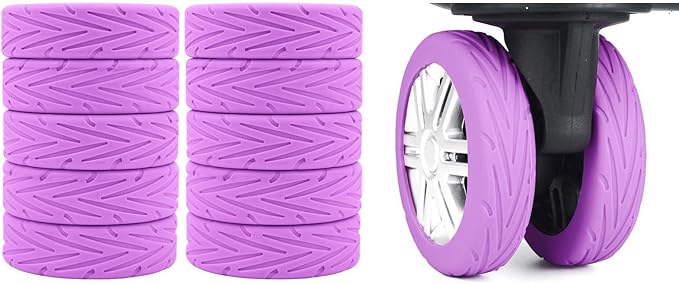 10Pcs Luggage Wheel Covers Luggage Cover Protector for Luggage or Office Chair Caste Upgraded Wear-Resistant Anti-Noise Shock Absorption Suitcase Wheel Covers Accessories for Travel Purple