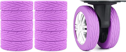 10Pcs Luggage Wheel Covers Luggage Cover Protector for Luggage or Office Chair Caste Upgraded Wear-Resistant Anti-Noise Shock Absorption Suitcase Wheel Covers Accessories for Travel Purple