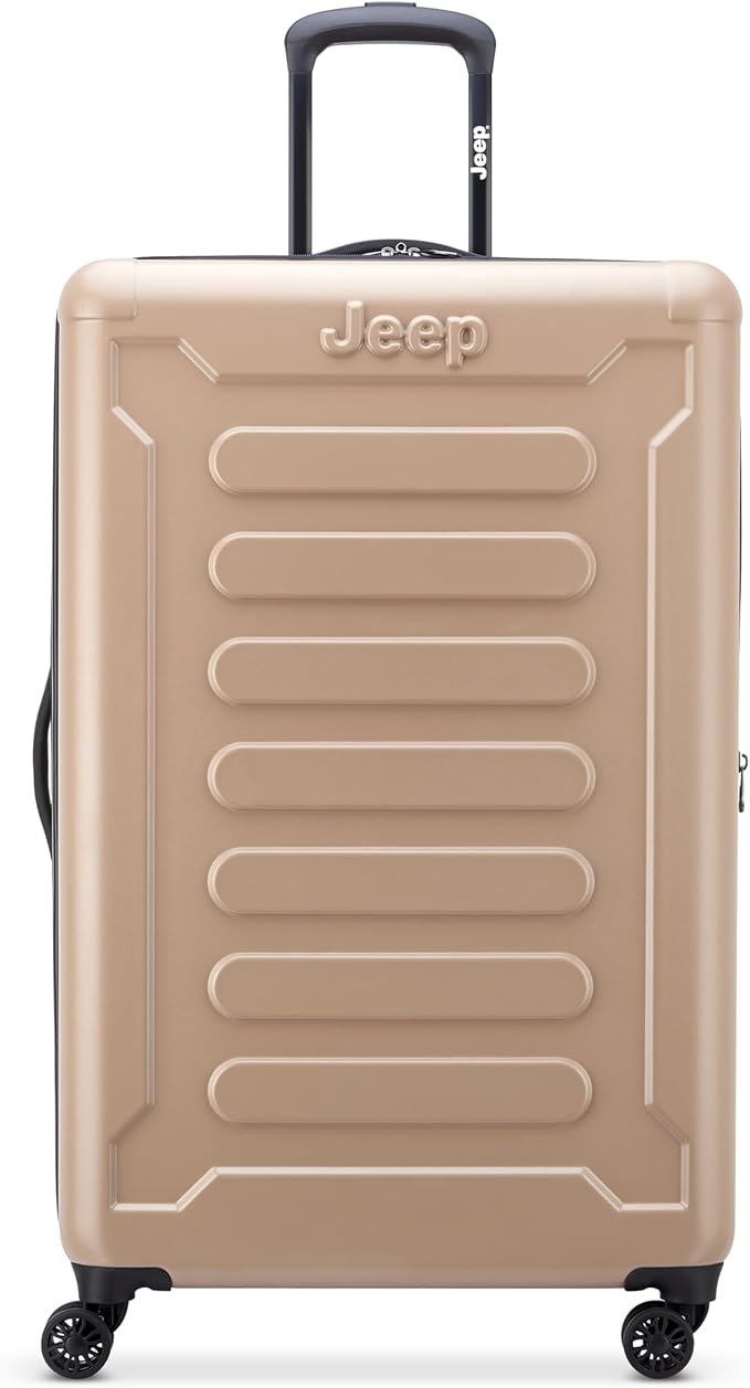 Jeep JH004C Hardside Expandable Luggage with Spinner Wheels, Beige, Checked-Large 28 Inch