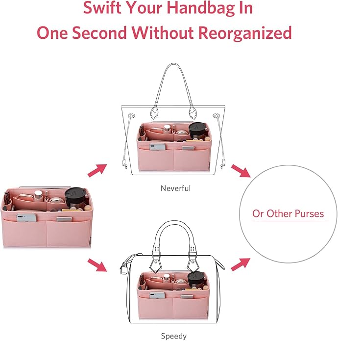 ZTUJO Felt Purse Organizer, Multi Pocket Bag in Bag Organizer For Tote & Handbag Shaper, Speedy 30, Speedy 35 and Speedy 40