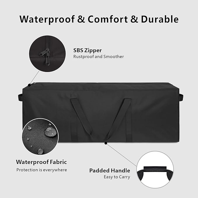 TOPDesign 1-Pack 58 Inch Extra Extra Large Zippered Duffel Bag for Travel Camping Sports Equipment Storage, Waterproof Foldable Luggage Bag with Padded Handles (Black)