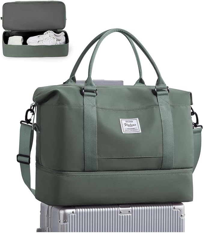 Travel Duffel Bag, Sports Tote Gym Bag, Shoulder Weekender Overnight Bag for Women