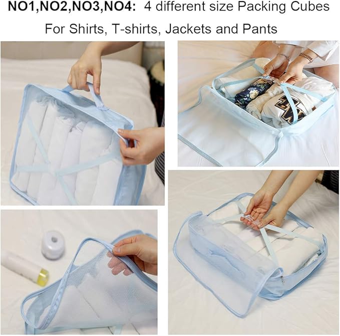 Travel Packing Cubes 8 Pcs Set, Luggage Packing Organizers with Shoe Bag and Toiletry Bag
