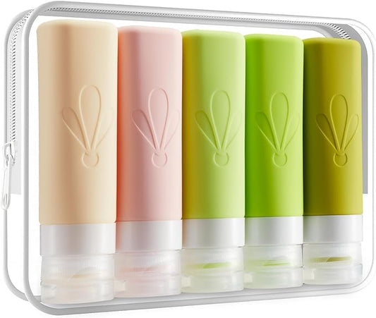 INSFIT Travel Bottles for Toiletries, TSA Approved 3oz Travel Size Toiletries, BPA Free Leak Proof Squeezable Silicone Tubes Travel Essentials for Shampoo Conditioner Lotion Soap