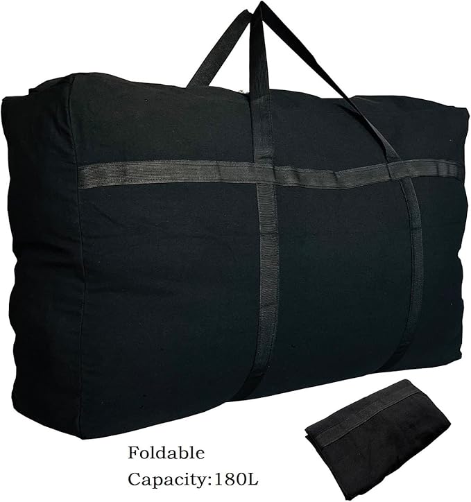 Extra Large Storage Canvas Duffle Bag for Travel, Black Oversized Giant Big Traveling Duffle Bag
