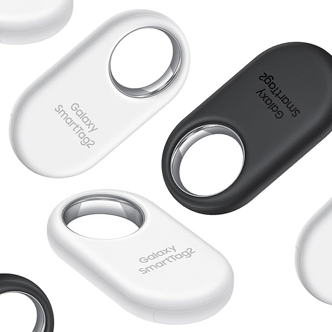 Samsung Galaxy SmartTag2, Bluetooth Tracker, Locator Tracking Device, Item Finder for Keys, Wallet, Luggage, Use w/Phones Tablets Android 11 or Later, 2023, 4 Pack, 2 Black, 2 White
