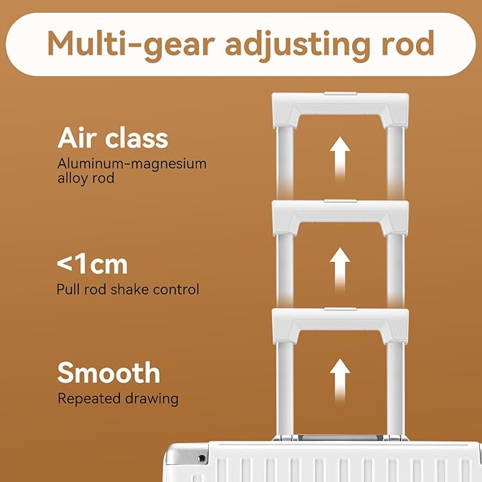 ROAMING Zipperless Luggage Airline Approved with Aluminum Frame, Lightweight PC Hardside Luggage with Spinner Wheels, Metal Travel Luggage with Double TSA Locks, Carry On 20 Inch, Shell white