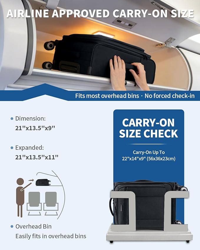 ECOHUB Carry On Luggage Airline Approved, 20 Inch Softside Carry On Suitcase with Spring Shock-Absorbing Spinner Wheels, Lightweight Travel Luggage with TSA Lock, 22x14x9 Carry-On Bag