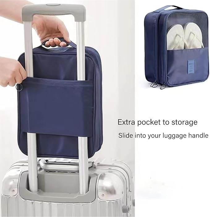 Travel Shoe Bag Holds 3 Pair of Shoes, Hezelf Shoe Storage Pouch for Travel and Daily Use, Travel Suitcase Shoe Organizer, Waterproof
