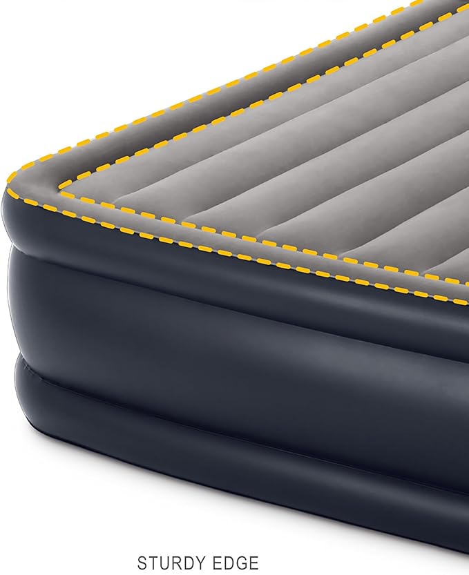 Intex 64131ED Dura-Beam Plus Deluxe Pillow: Fiber-Tech – Twin Size – Built-in Electric Pump-– 16.5in Bed Height-– 300lb Weight Capacity,(Pack of 3)