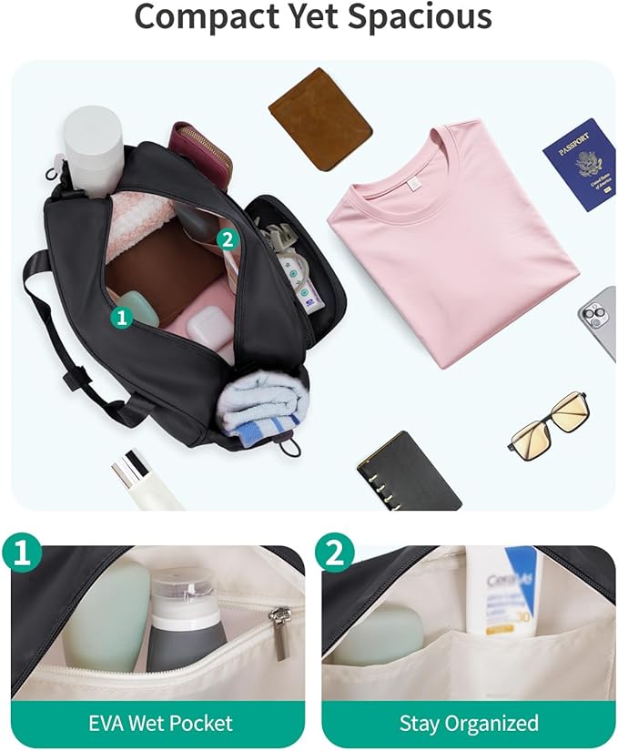Ceneda 12 inch Mini Gym Bag for Women, Small Duffle Bag with Wet Pocket, Lightweight Multi-Pocket Travel Tote for Yoga, Sports, Workout, Daily Use - Water-Resistant