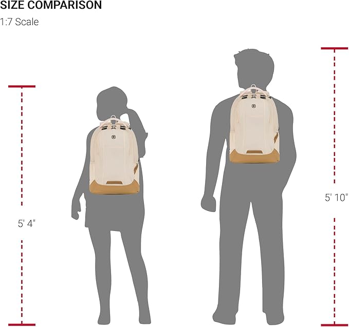 SWISSGEAR Cecil 18-Inch Laptop Backpack Fits 16-Inch Laptop, Travel Daypack with Organizer Pockets, Water Bottle Holders & Padded Straps – Cream/Warm Sand