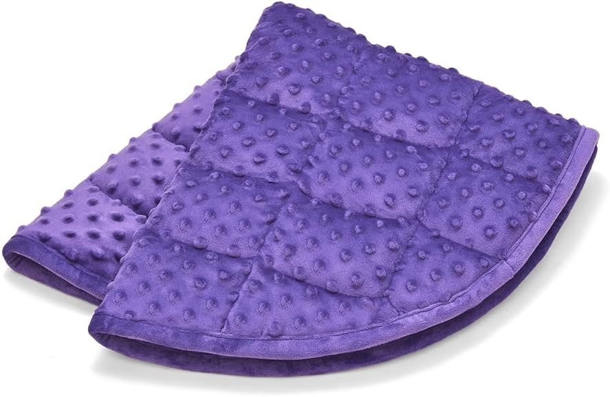 TONGDADA Weighted Lap Blanket 7lbs for Adult,Perfect for Relaxation, Lounging, Napping, Sleeping & Travel,Luxury Minky Weighted Body Blanket,Weighted Throw Blanket-Violet Minky Dot, 29" x 24"
