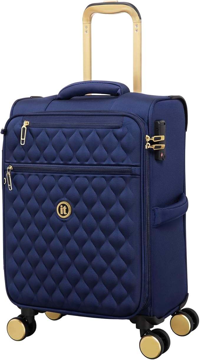 It Luggage Glimmering 22" Softside Carry-On 8 Wheel Expandable Spinner, Ocean Cavern