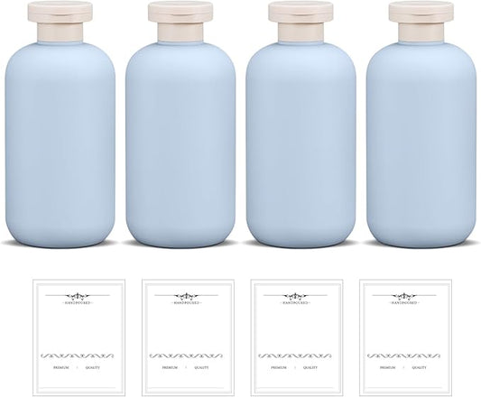 ASEVAT 6.7oz 4pack Refillable Travel Shampoo and Conditioner Bottles, Travel Size containers, Travel Bottle for toiletries, Squeeze Bottles with Flip Cap, Empty Plastic Leak Proof Travel Bottles