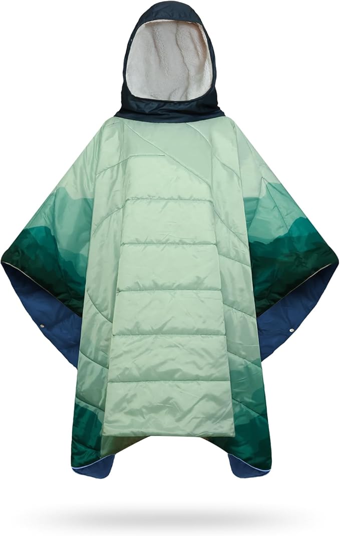 Camping Blanket, Poncho Wearable Hoodie Blankets Outdoor Waterproof Windproof Warm Durable & Portable for Stadium, Concerts, Car,Travel, Beach, Picnic, Grass,75 * 52 inch
