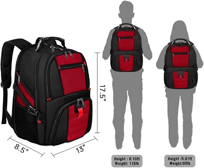 YOREPEK Large Backpack for Men, Extra Large Laptop Backpacks for Men Women, Water Resistant Travel Backpack Airline Approved Business Work Bag Fits 17 Inch Computer, Black