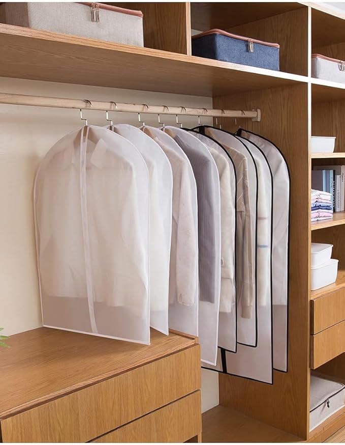 Garment Bags for Hanging Clothes Breathable Suit Bag (Set of 12) Covers with Zip PEVA Clothes Cover Bags Coat Waterproof Dress Cover Bags for Wardrobe Storage and Travel for Suits, Gowns-24'' x 40''