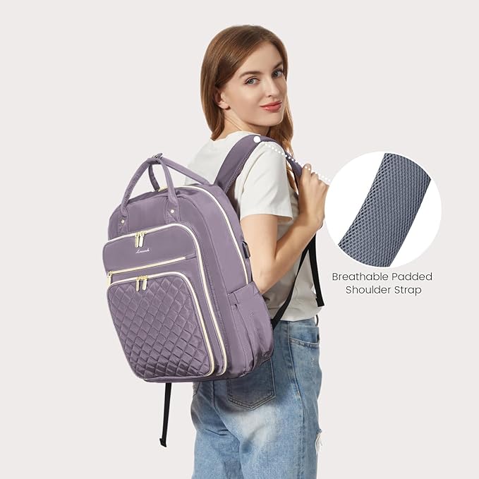 LOVEVOOK Laptop Backpack for Women, Water Resistant Travel Work Backpacks Purse Stylish College Business Teacher Nurse Computer Bag with USB Charging Port, Fits 17" Laptop