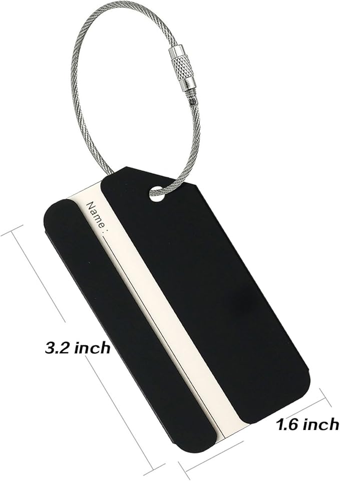 5Pack Black Aluminum Luggage Tag with Name ID Card Perfect to Quickly Spot Luggage Suitcase by Ovener