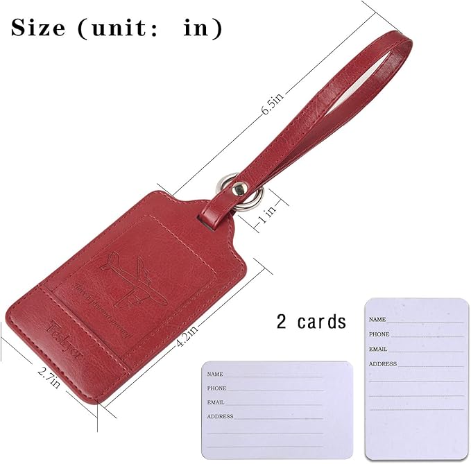 Teskyer Luggage Tags, 3 Pack Premium PU Leather Luggage Tags Privacy Protection Travel Bag Labels Suitcase Tags