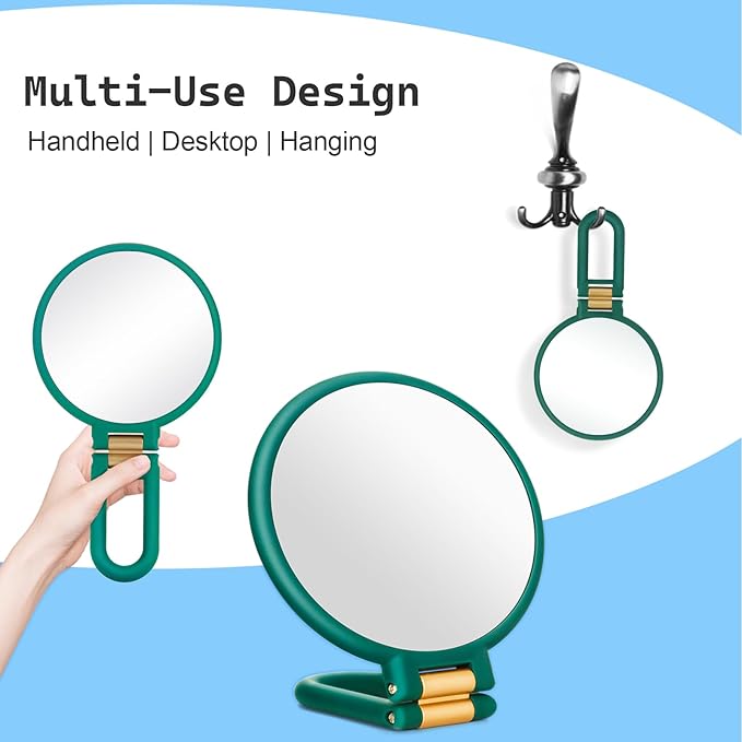 Sifolo 30x Magnifying Mirror, Travel Hand Mirrors with Handle - Double Side Handheld Mirror with 1X 30X Magnification & Adjustable Handle/Stand, Hand Held Foldable Travel Mirror for Makeup(Army Green)