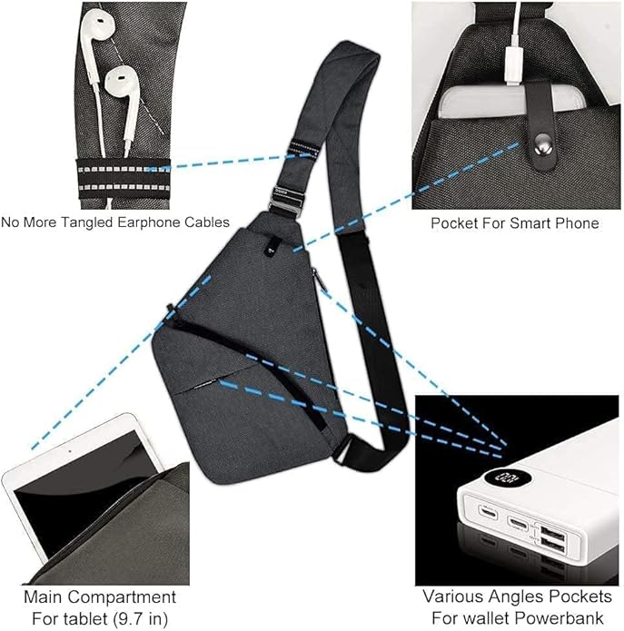 OSOCE Crossbody Sling Bag, Water-Resistant Anti Theft Chest Pack, Minimalist Commuter Daypack for Travel Hiking Work