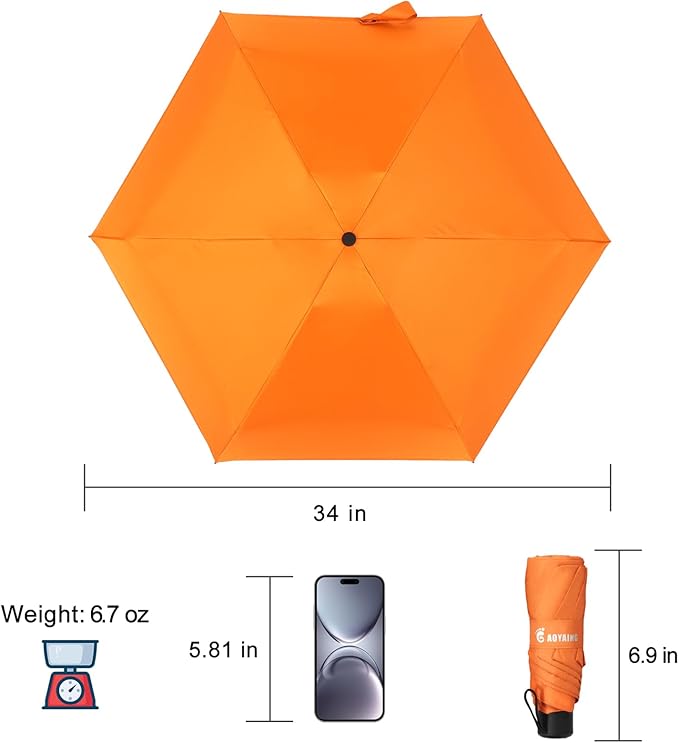 GAOYAING Small Mini Umbrella with Case Light Compact Design Perfect for Travel Lightweight Portable Parasol Outdoor Sun&Rain Umbrellas 34 Inches