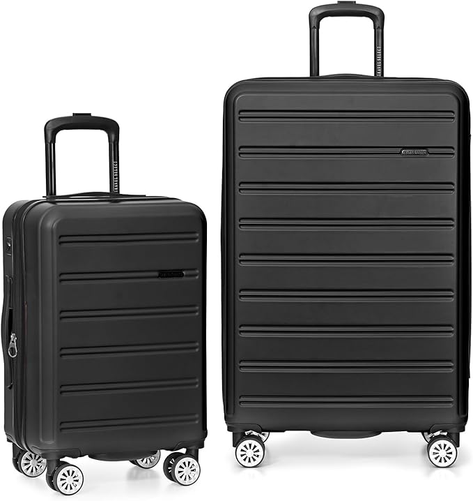 Travel Select Snowcreek Hardside Expandable Spinner Luggage Set w/USB Port, Black, 2-Piece