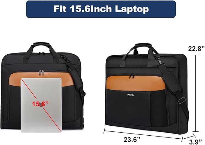 Garment Bag Travel Suit Bag Large 40-Inch Carry on Bag Up to 3 Suits,2 in 1 Hanging Luggage Bags, Fits 15.6Inch Laptop
