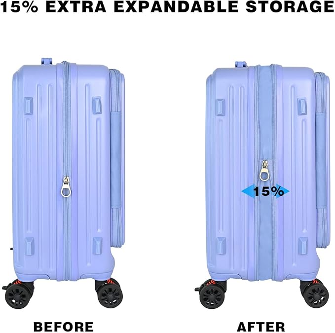 Carry on Luggage Airline Approved, Carry on Suitcases with Wheels, Expandable Suitcase with YKK zipper, Top Open Design Luggage with Spinner wheels, Perfect for Gift, Blue Luggage.