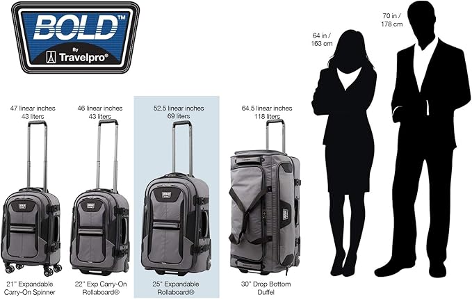 Travelpro Unisex-Adult Bold-Softside Expandable Rollaboard Upright Luggage, Olive/Black, Checked-Medium 25-Inch