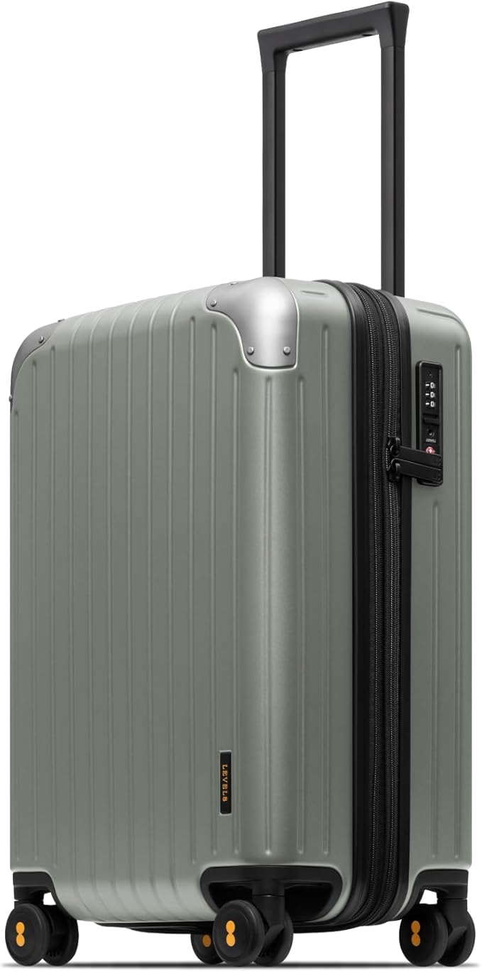 LEVEL8 Carry on Luggage Airline Approved, Hardshell Suitcases with Spinner Wheels, PC Expandable Luggage, 20 Inch, Green