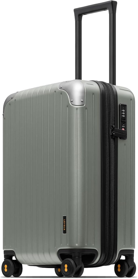 LEVEL8 Carry on Luggage Airline Approved, Hardshell Suitcases with Spinner Wheels, PC Expandable Luggage, 20 Inch, Green