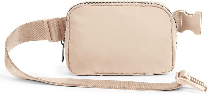 ODODOS Unisex Mini Belt Bag with Adjustable Strap Small Fanny Pack for Workout Running Traveling Hiking, Irish Cream