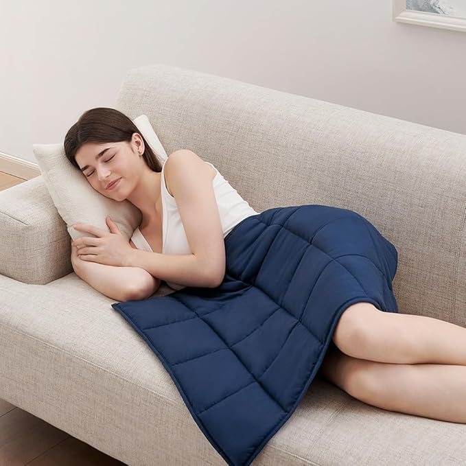 L'AGRATY Weighted Lap Pad 5lb: Small Weighted Blanket for Adults - Portable Travel - Cooling Blanket for Relaxation Sleeping - Washable All-Season (29" x 24")