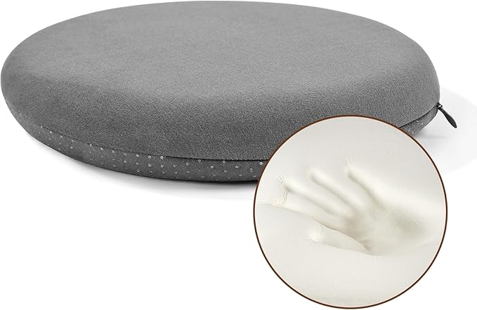 BUYUE Memory Foam Seat Cushion, Dia 15" Soft Velvet Round Stool Cushion Anti-Slip Chair Pads, M, Dark Grey
