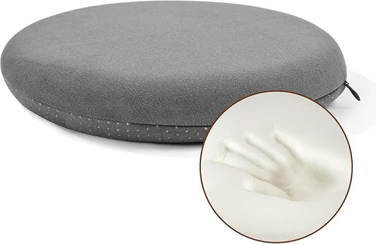 BUYUE Memory Foam Seat Cushion, Dia 15" Soft Velvet Round Stool Cushion Anti-Slip Chair Pads, M, Dark Grey