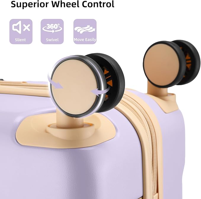 LARVENDER Carry On Luggage 22x14x9 Airline Approved with Spinner Wheels, Expandable 20 Inch Luggage with TSA Lock, Hard Shell Carry On Suitcases for Women Men, Lavender