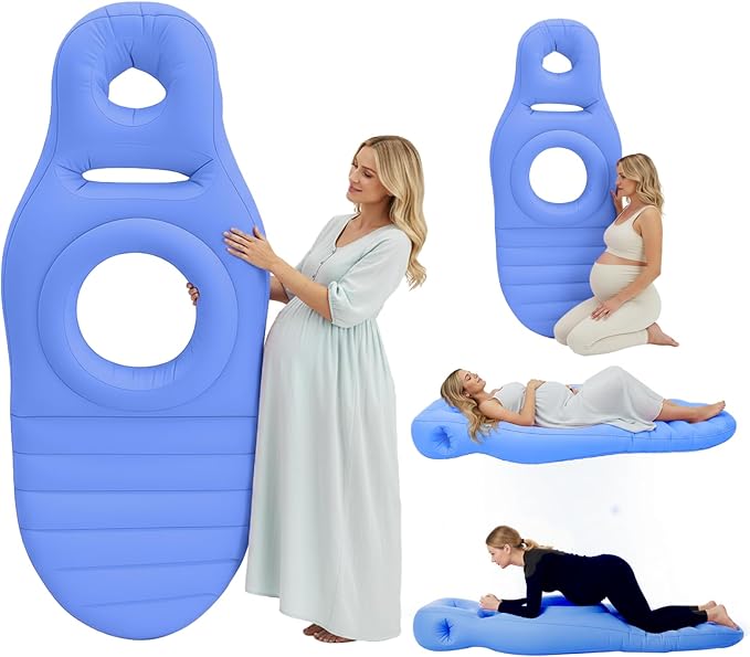 Inflatable Pregnancy Pillow, Pregnant Woman's Abdominal Hole Full Body Inflatable Bed Abdominal Mattress, Prone Pregnancy Pillow - Pregnant Woman's Swimming Pool Float (Blue)