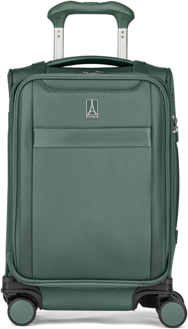 Travelpro VersaPack+ Lightweight Softside Expandable Carry on Luggage, 8 Spinner Suitcase, TSA Lock, Men and Women, Compact Carry On 20-Inch, Desert Sage Green