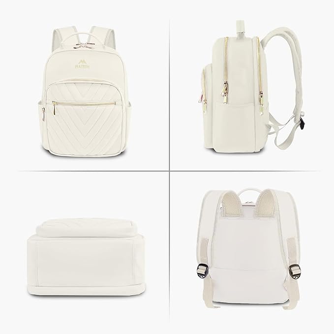 MATEIN Cute Backpacks for Women, Mini Stylish Daypack Purse, Waterproof Anti-theft Travel Casual Daily Rucksack Shoulder Handbag for Work College Dating, 2pcs Sets, Beige