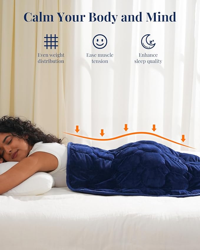 Kivik Weighted Blanket 7 lbs for Adult, Small Weighted Blanket Travel Size, Weighted Lap Blanket Throw for Calming & Relaxing, 24x29 Inches, Navy Blue