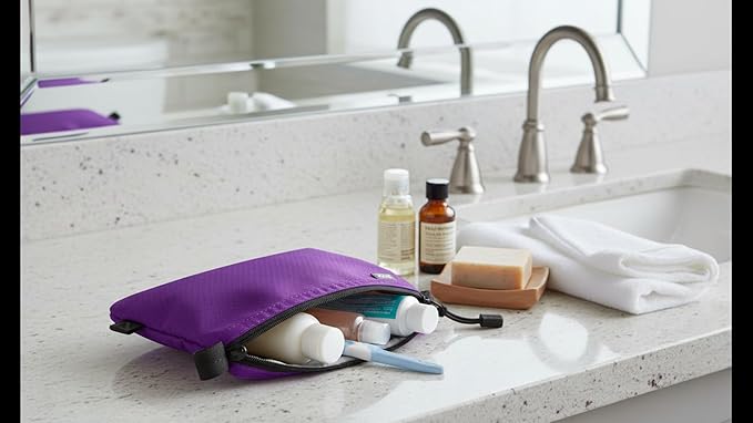 GOX Small Toiletry Bag for Men Bulk Cosmetic Bag Dopp Kit Carry On Zipper Pouch Organization Nylon Small Packing Sack Waterproof (Purple)